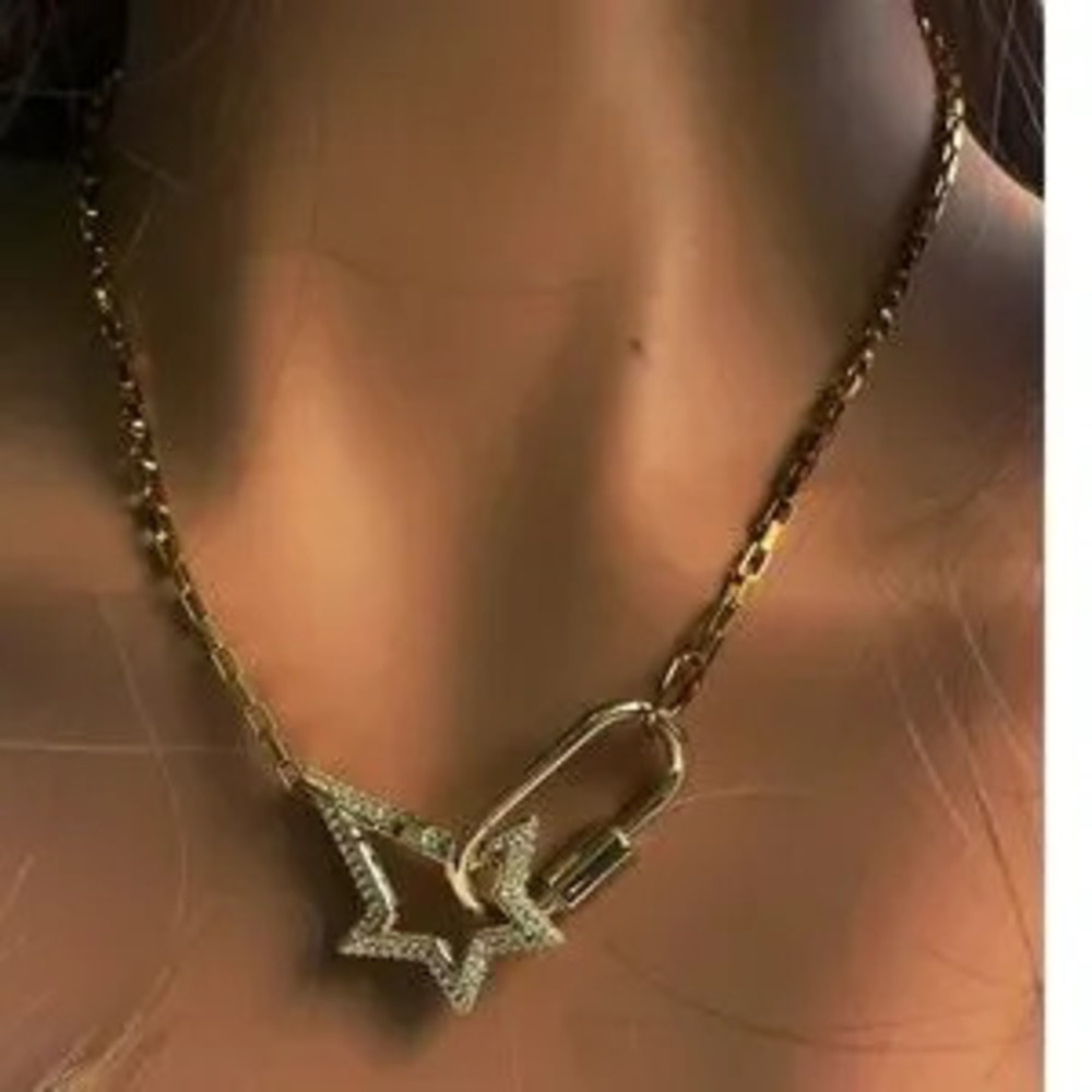 Luxe 18K gold plated Rhinestone Star Chain Necklace